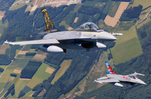 Belgian Air Force F-16s in flight