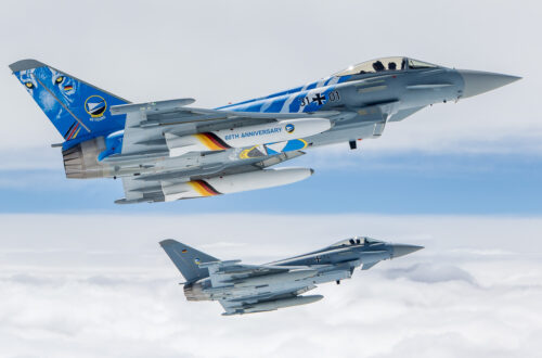 Neuburg's TLG74 FW74 "Bavarian Tiger" Eurofighter Typhoon formation flight air-air photography