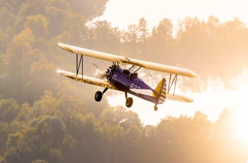 Boeing Stearman air-air flying photograph biplane