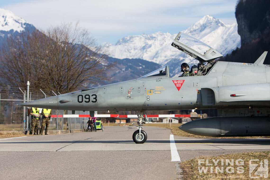 2017, F-5, F-5E, Meiringen, Swiss Air Force, Switzerland, TIger, barrier, road, taxiway