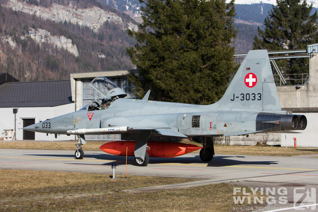 2017, F-5, F-5E, Meiringen, Swiss Air Force, Switzerland, TIger, barrier, road, taxiway