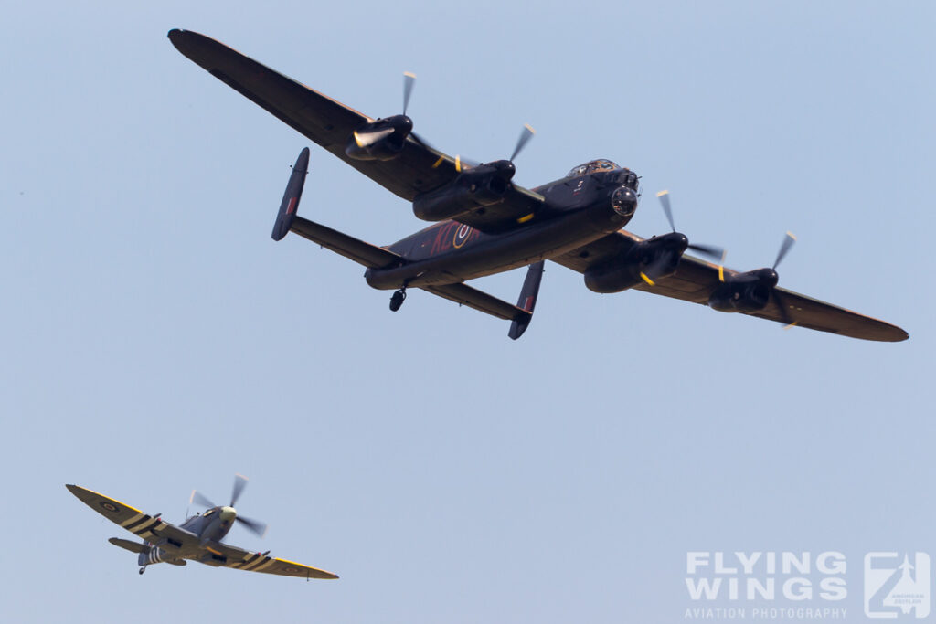 2014, BBMF, Duxford, Flying Legends, Lancaster, Spitfire, formation