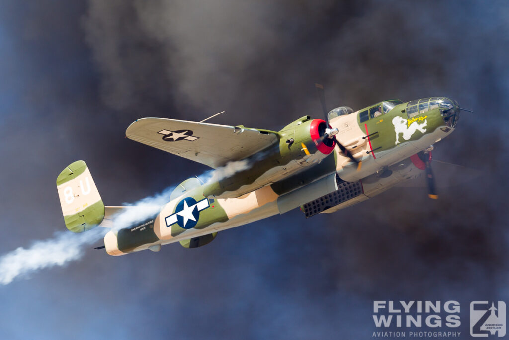 2014, B-25, Midland, bomber, fire, smoke