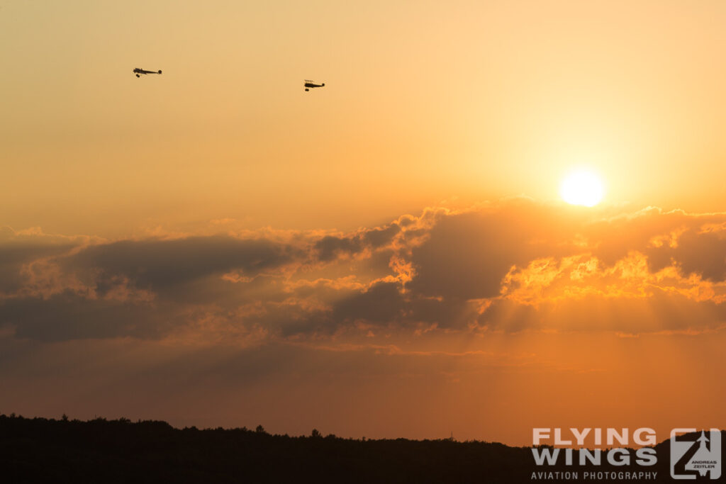 2016, Dr.I, E.III, Fokker, Hahnweide, Triplane, WW I, airshow, formation, sunset