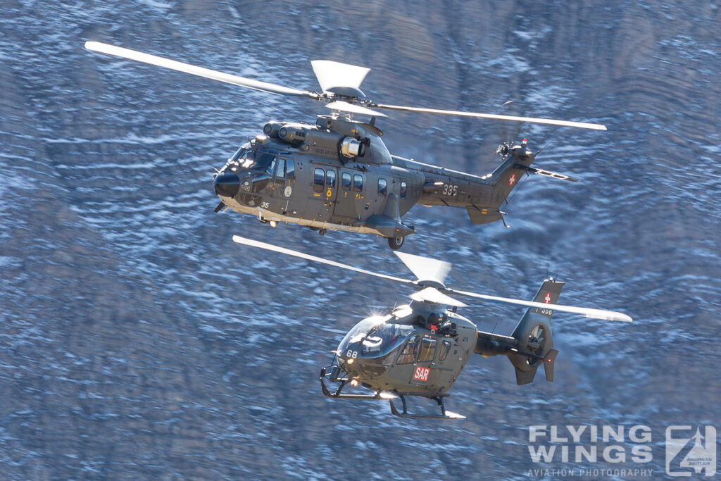 2017, Axalp, Cougar, EC635, KP, Swiss, Switzerland, formation, helicopter, snow