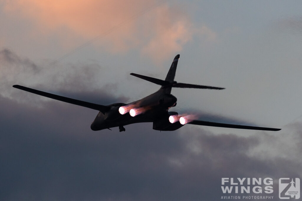 2017, B-1, Oshkosh, afterburner, dusk, night