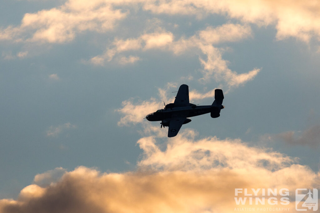 2017, B-25, Mitchel, Oshkosh, dusk, night, sunset