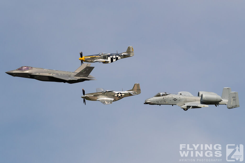 2017, A-10, F-35A, Heritage Flight, Mustang, Oshkosh, P-51, Thunderbolt II, USAF, formation