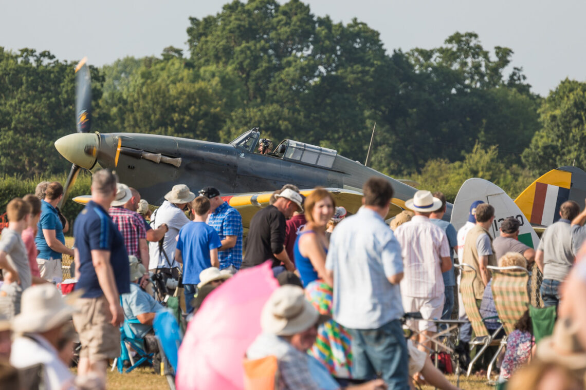 Shuttleworth Evening Air Display, Old Warden, Biggleswade, UK, crowed and Hurricane warbird