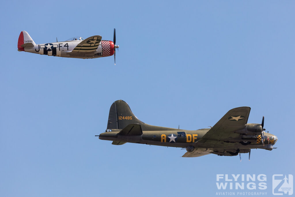 2018, B-17, Duxford, Flying Fortress, Flying Legends, P-47, Thunderbolt, airshow, formation