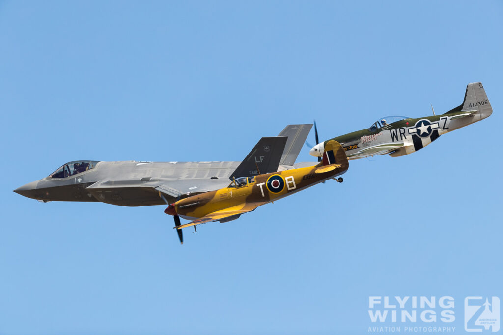 2018, Duxford, F-35, Flying Legends, Heritage Flight, Mustang, Spitfire, USAF, airshow, formation