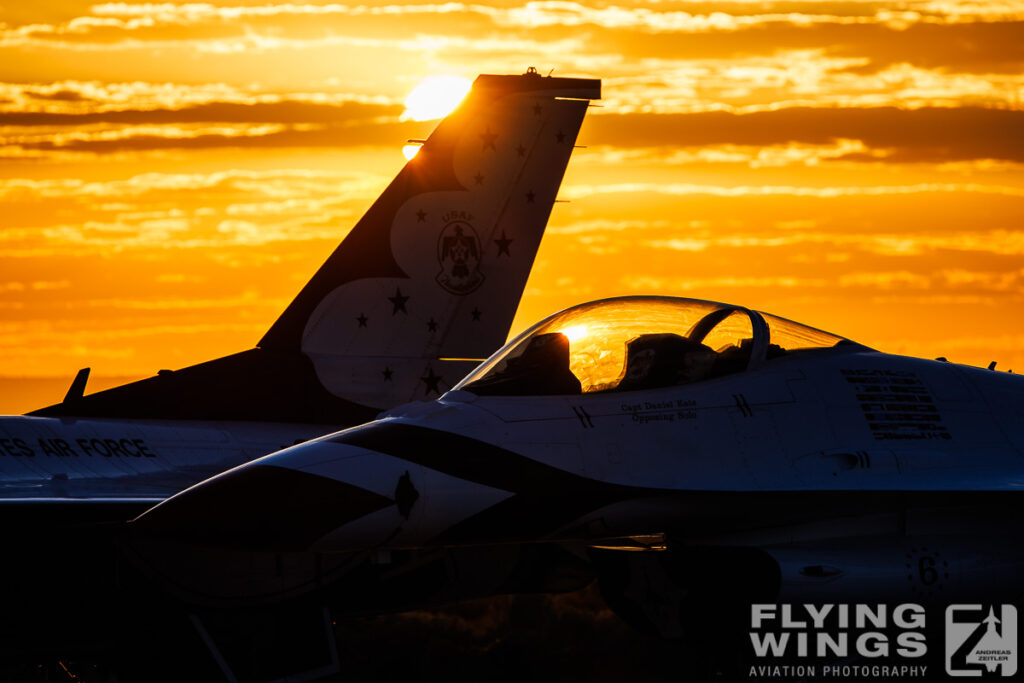 2022, Edwards, F-16, Thunderbirds, USA, display team, sunrise