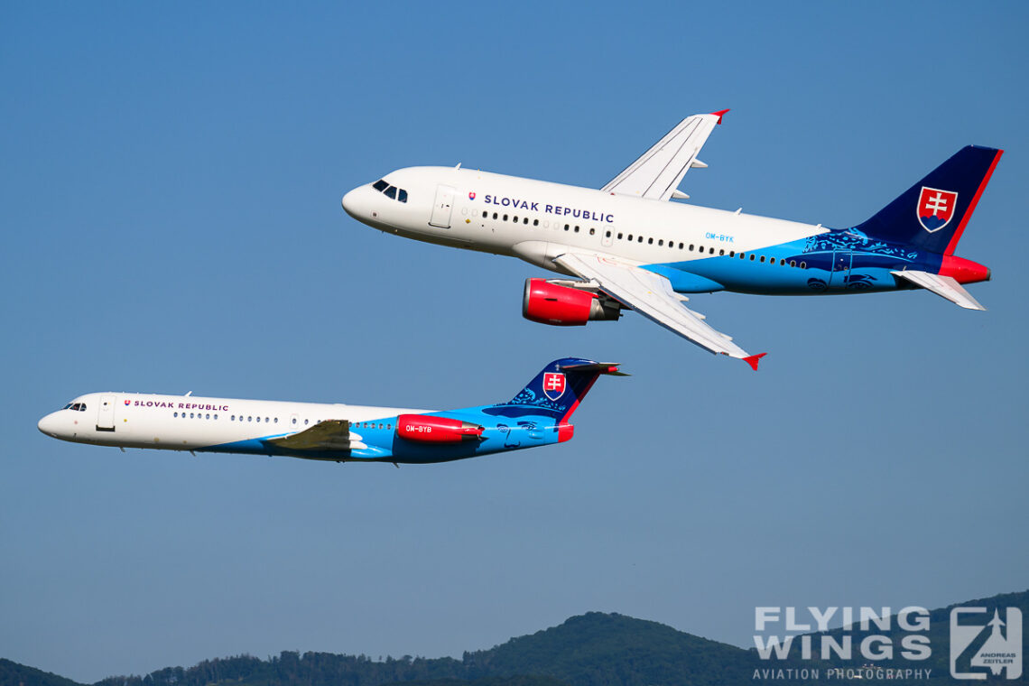 2025, A319, Airbus, F100, Fokker, Piestany, Slovakia, Slovakia Air Force, airshow, formation