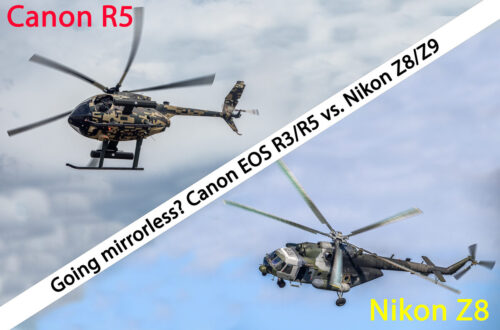Comparison of mirrorless cameras Canon EOS R3 R5 and Nikon Z8 Z9