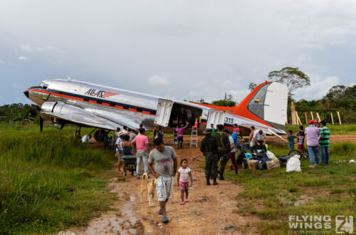 2017, Allas, Caruru, Colombia, DC-3, Dakota, cargo, impression, loading, people, scenery, village
